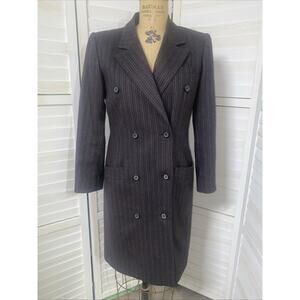 Vtg Peabody House Women’s Wool Gray Striped Lined Jacket Dress Sz Medium